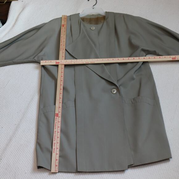 Vintage Louis Feraud Asymmetrical closure trench coat Taupe M/L? - Picture 3 of 6